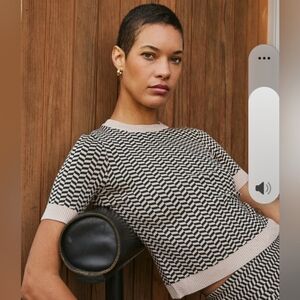 LucyParis Women's "Warren" Black Tan Women's Knit Crop Top - SZM*